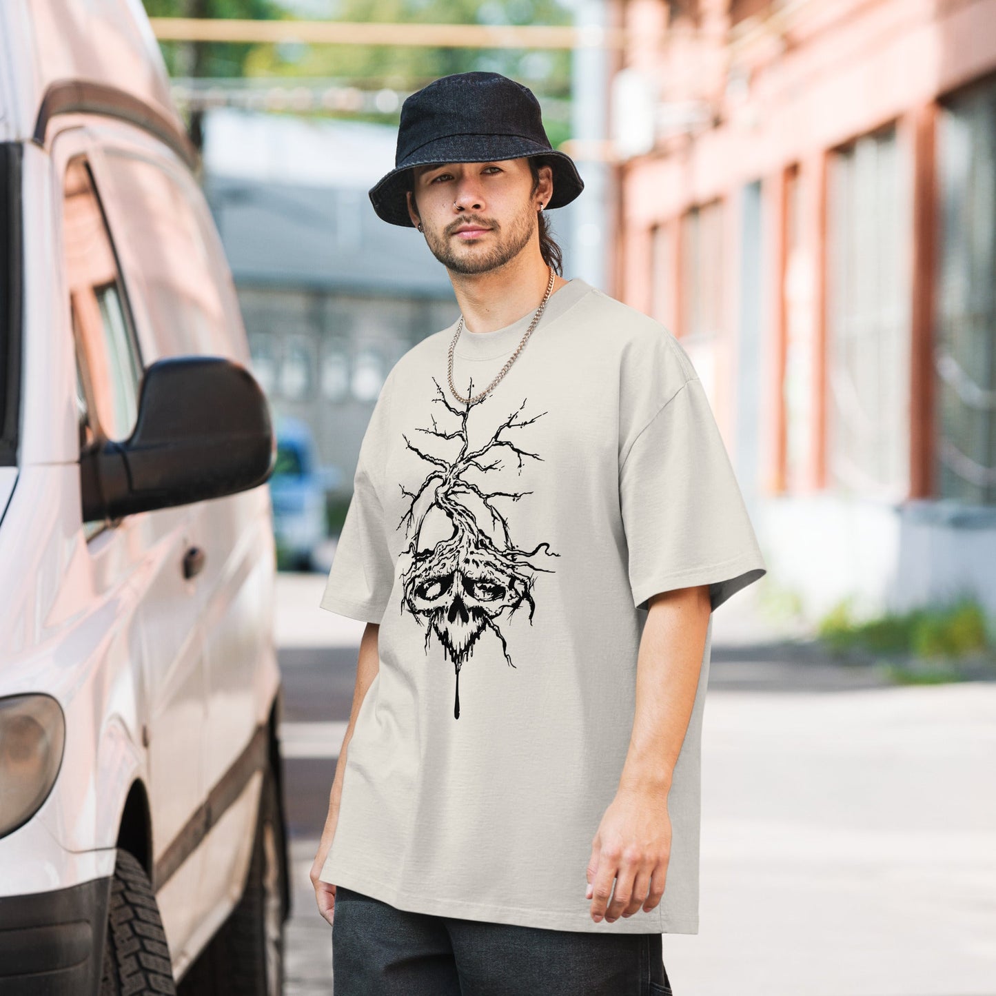 Skull & Tree - Oversized faded t-shirt