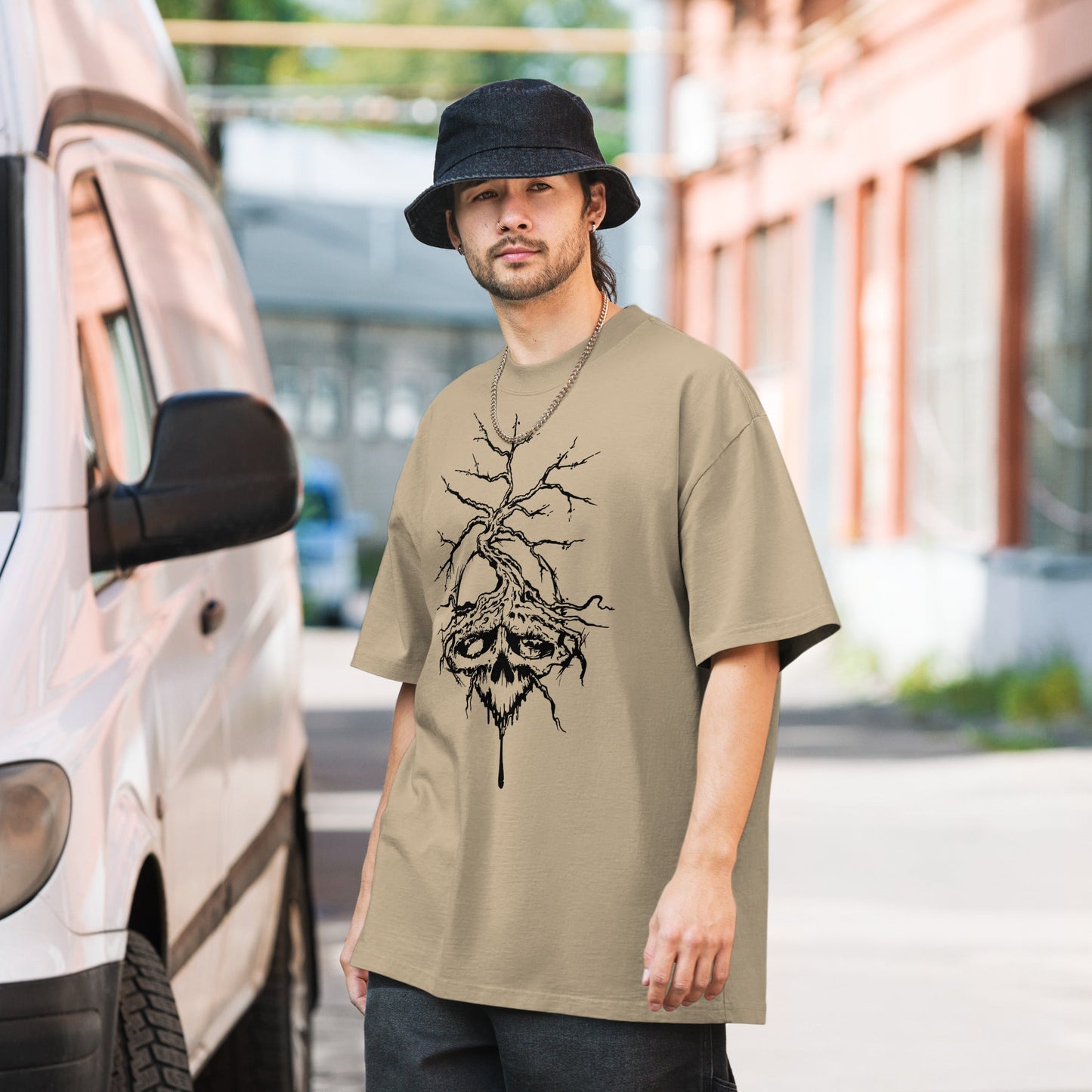 Skull & Tree - Oversized faded t-shirt